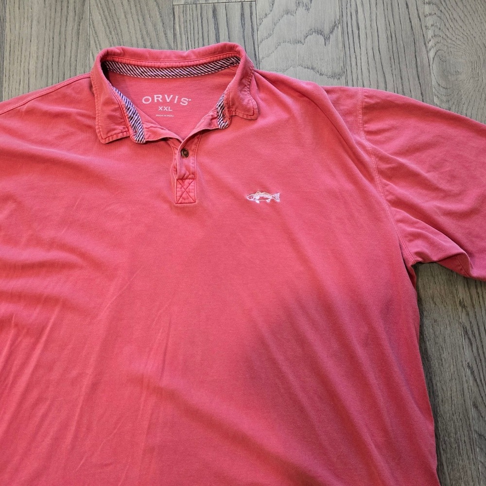 Orvis Salmon Pink Short Sleeve Polo Mens XXL Gorpcore